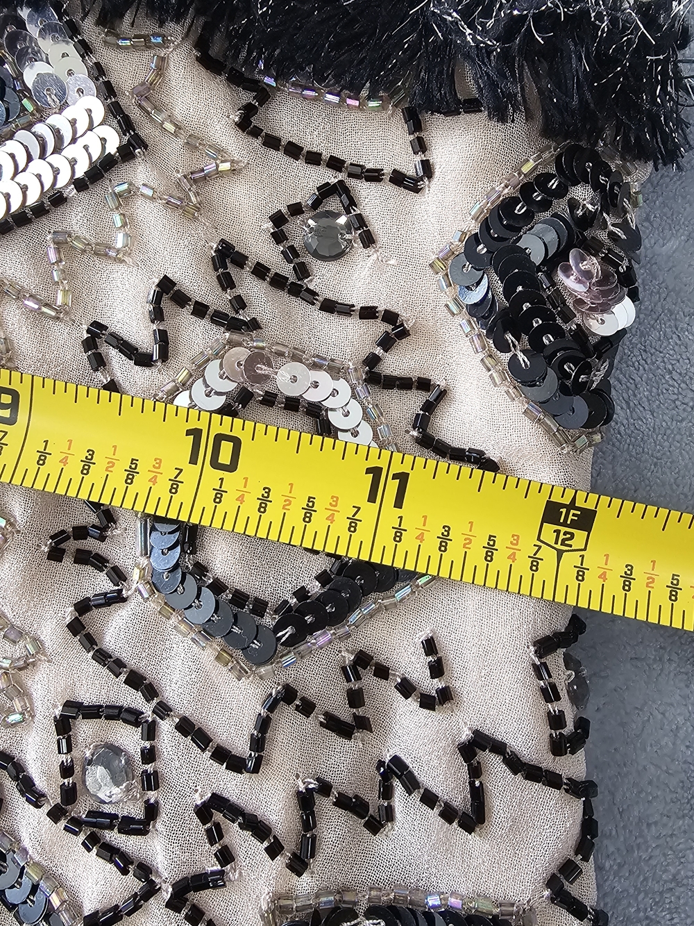 ASOS DESIGN, Beaded V-Neck Dress in Nude and Black - Picture 11 of 12
